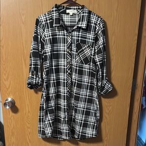 Plaid Button-Up Shirt Dress from no comment
